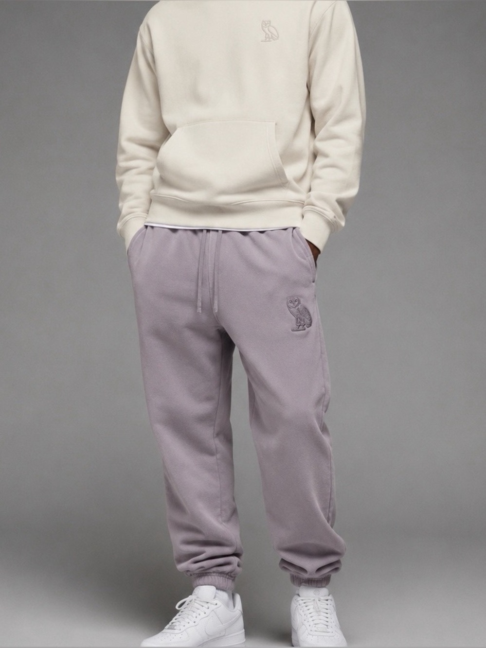 OVO October’s Very Own Dusty Lavender Cotton Pull-On Jogger Sweatpants SMALL